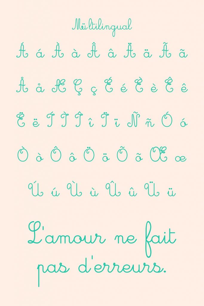 Pinterest Multilingual Preview for Lovely Free cursive Font by MasterBundles.