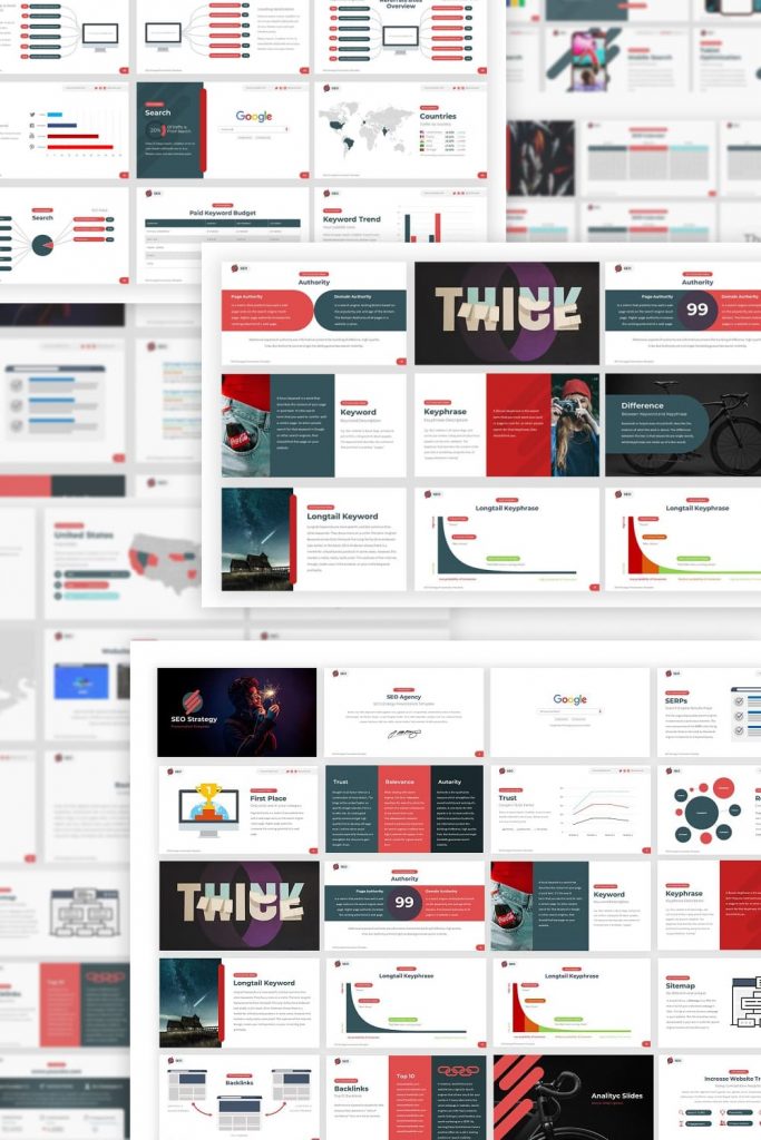 SEO Strategy Google Slides Template by MasterBundles Pinterest Collage Image.