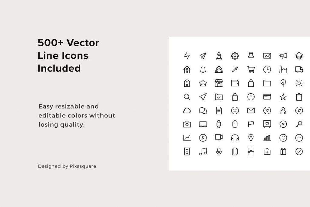 500+ Vector Line Icons OSSA - Clean Keynote Template.