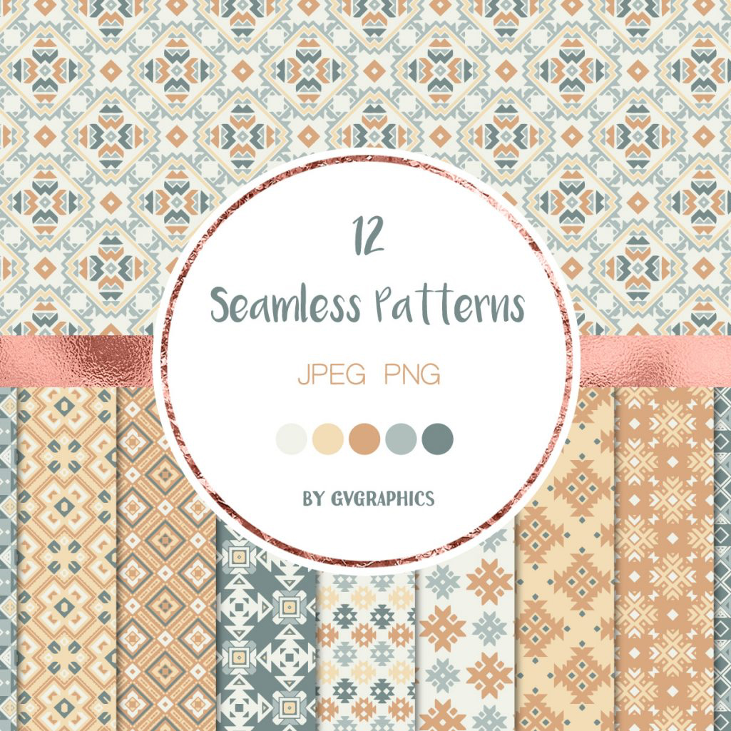 Geometrical Ornaments Seamless Patterns preview image.