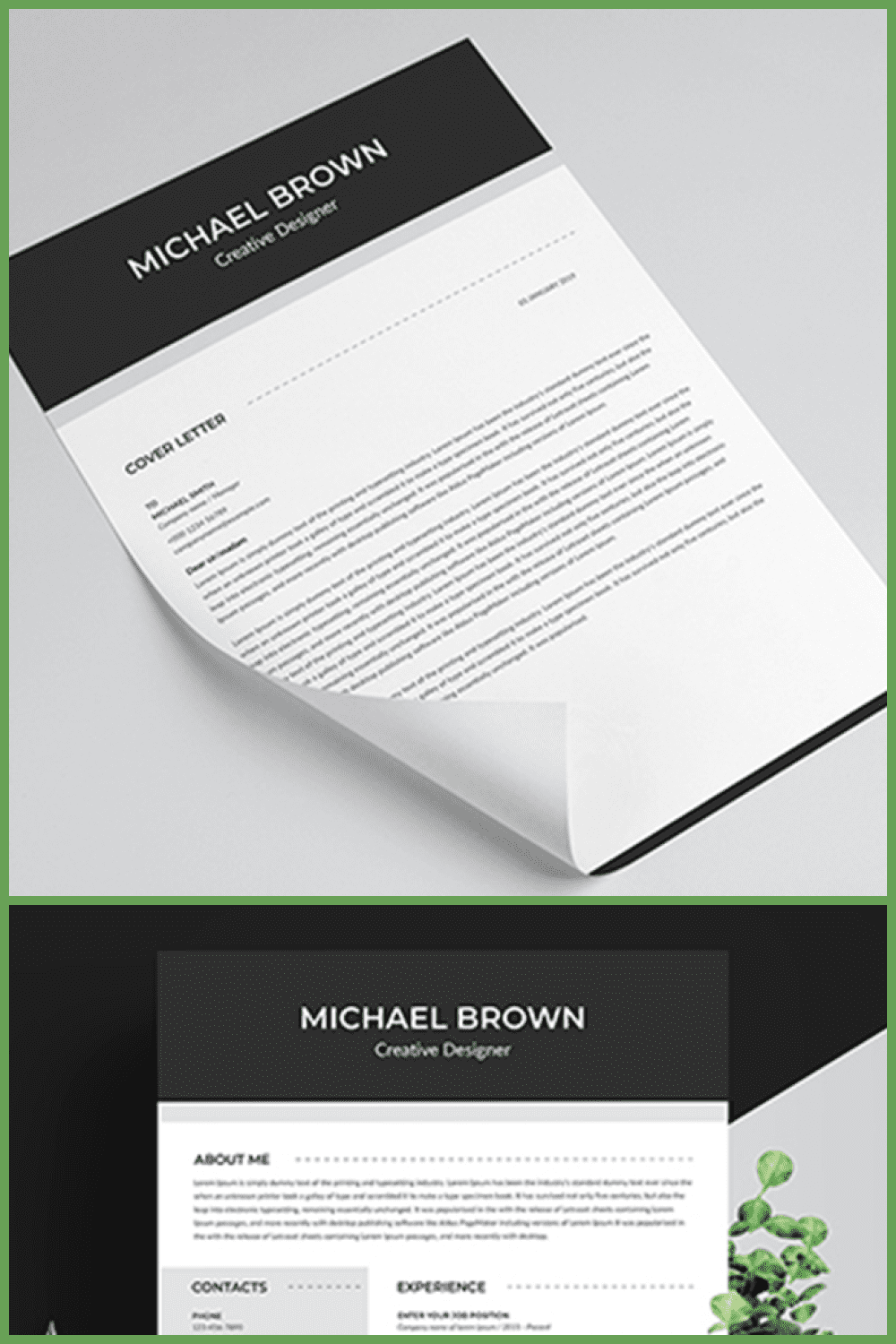 Basic Resume Template - MasterBundles - Pinterest Collage Image.