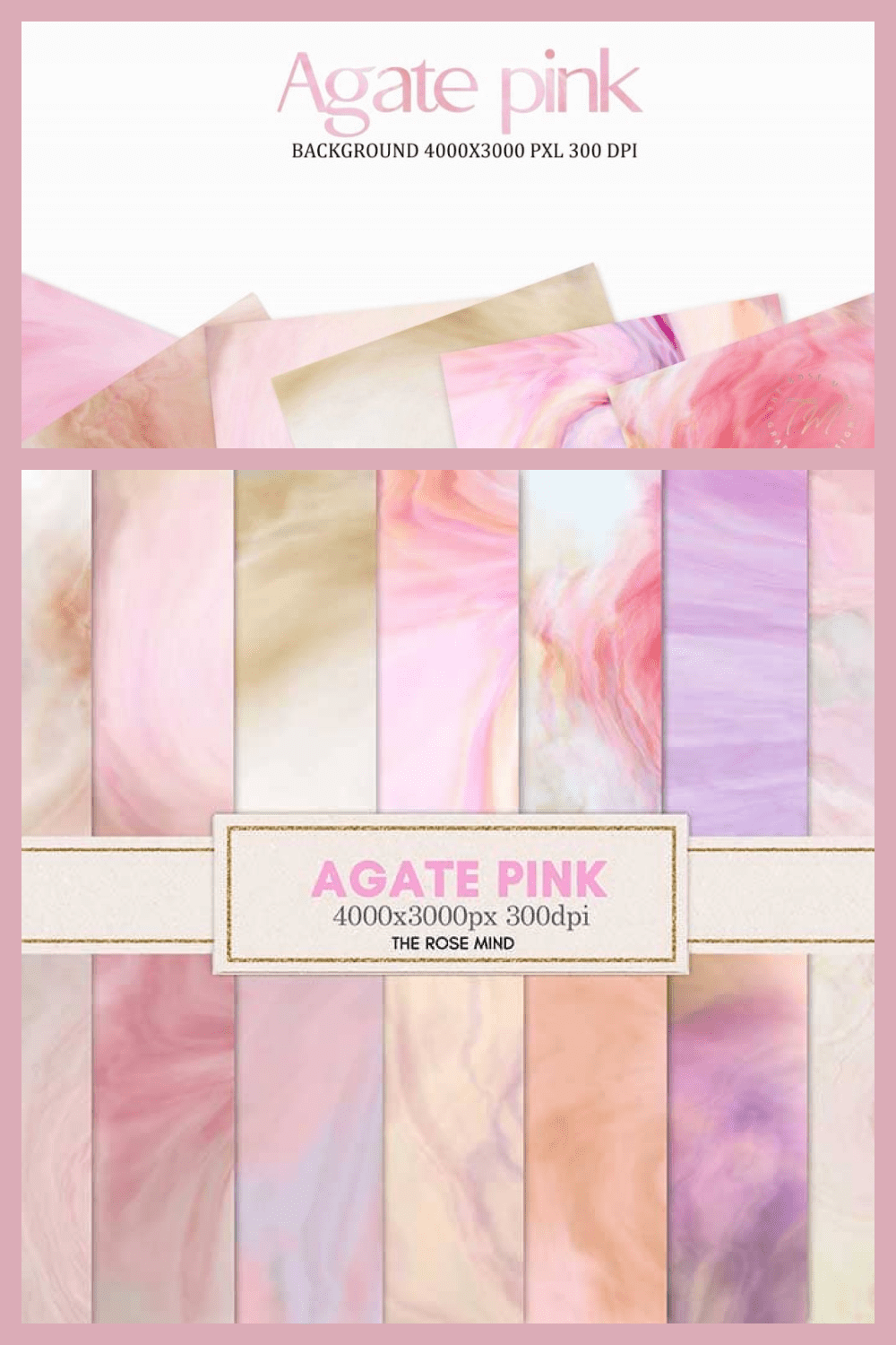 Agata: Pink Digital Paper Collection - MasterBundles - Pinterest Collage Image.