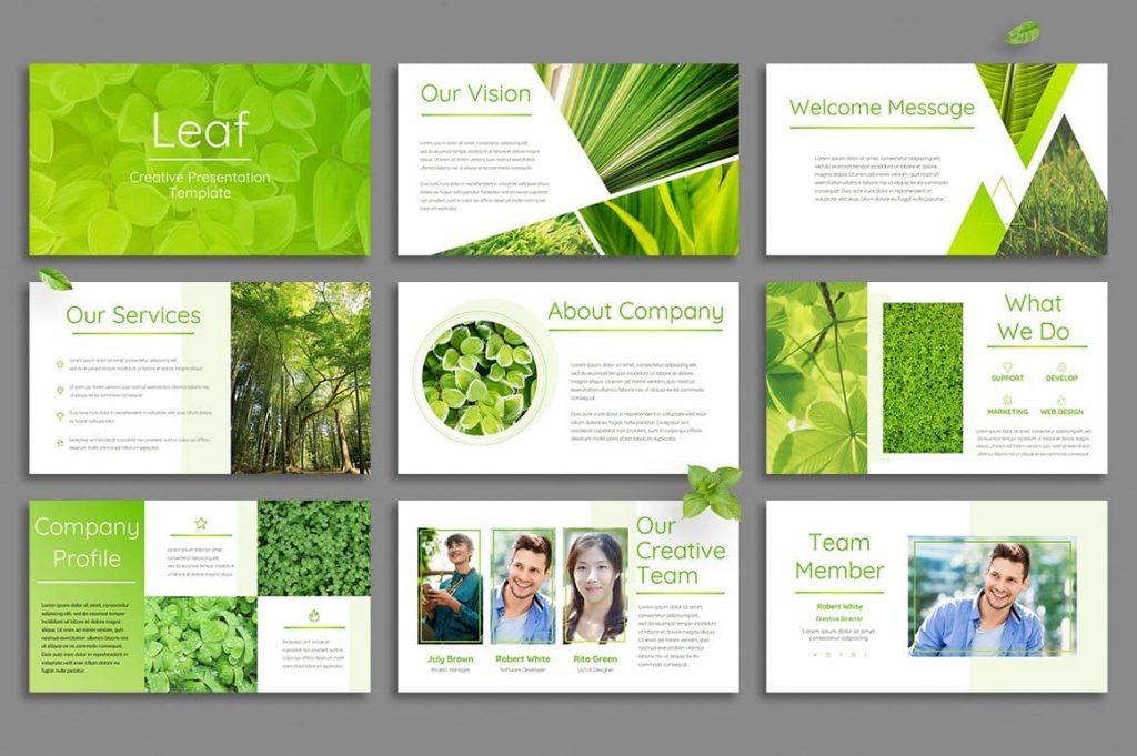 Leaf Opening Slides - Powerpoint Template.