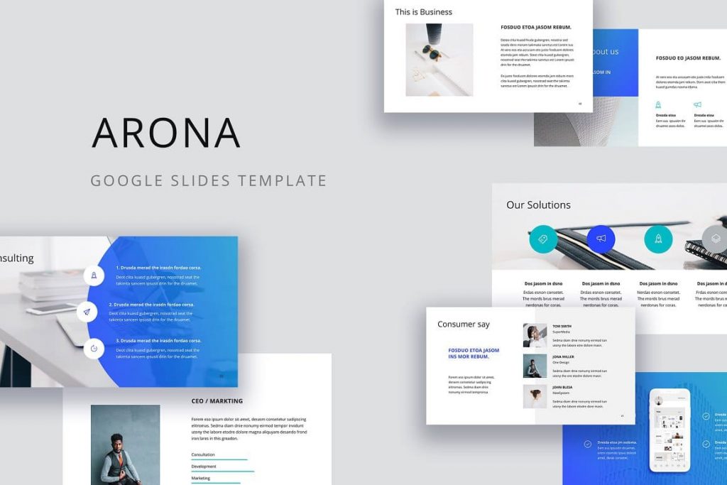 ARONA - Creative Google Slides Template + 500 Icons.