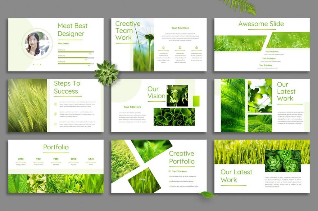 Leaf Slide Examples - Powerpoint Template.