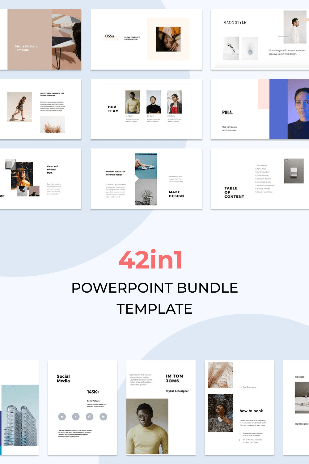 42in1 Powerpoint Bundle Template by MasterBundles Pinterest Collage Image.