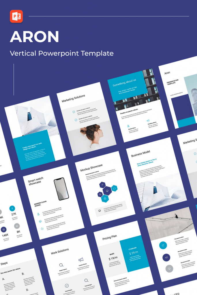 ARON Vertical Powerpoint Template by MasterBundles Pinterest Collage Image.