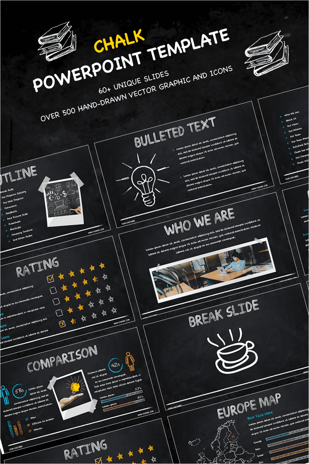 Chalk - Powerpoint Template by MasterBundles Pinterest Collage Image.