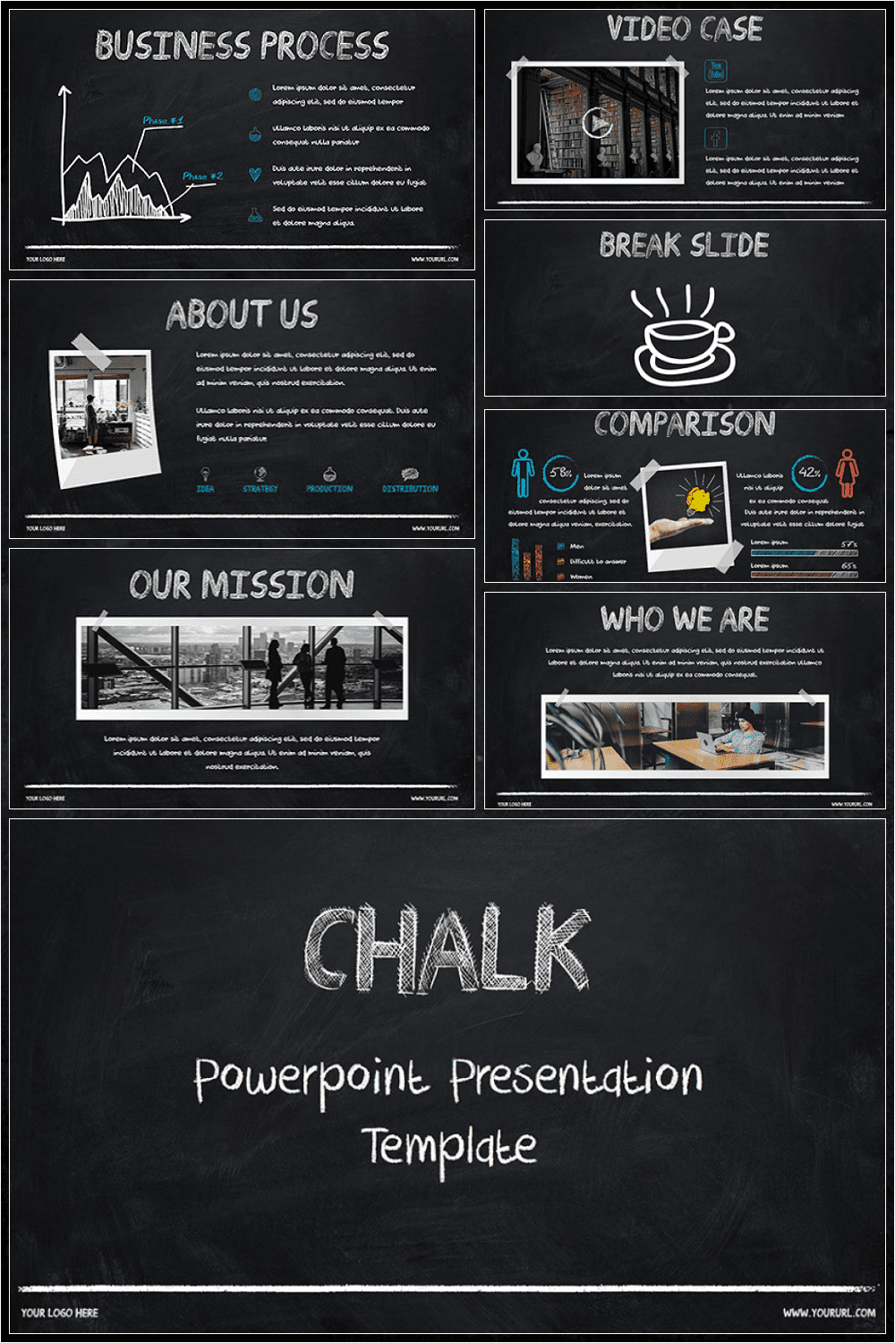 Chalk - Powerpoint Template by MasterBundles Pinterest Collage Image.