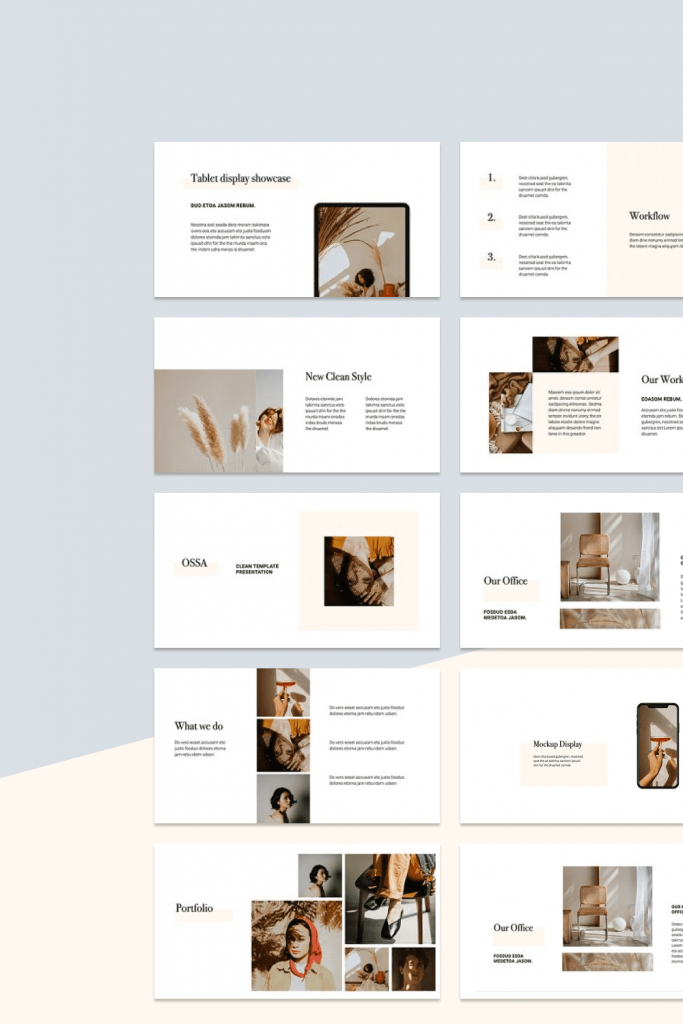 OSSA - Clean Keynote Template by MasterBundles Pinterest Collage Image.