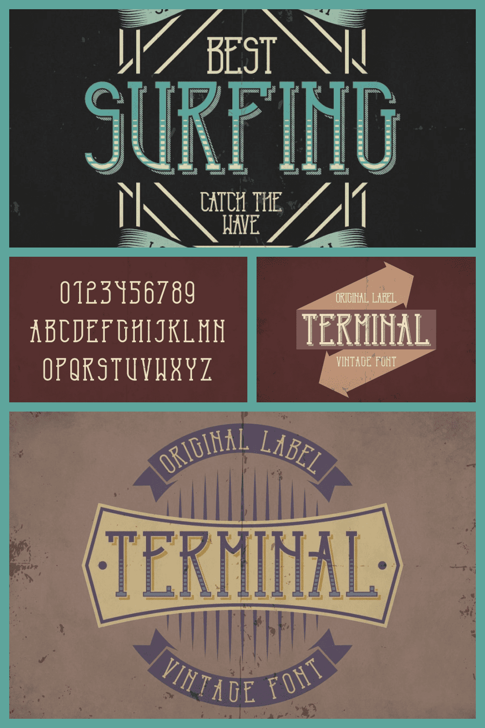 Terminal Retro Typeface - MasterBundles - Pinterest Collage Image.