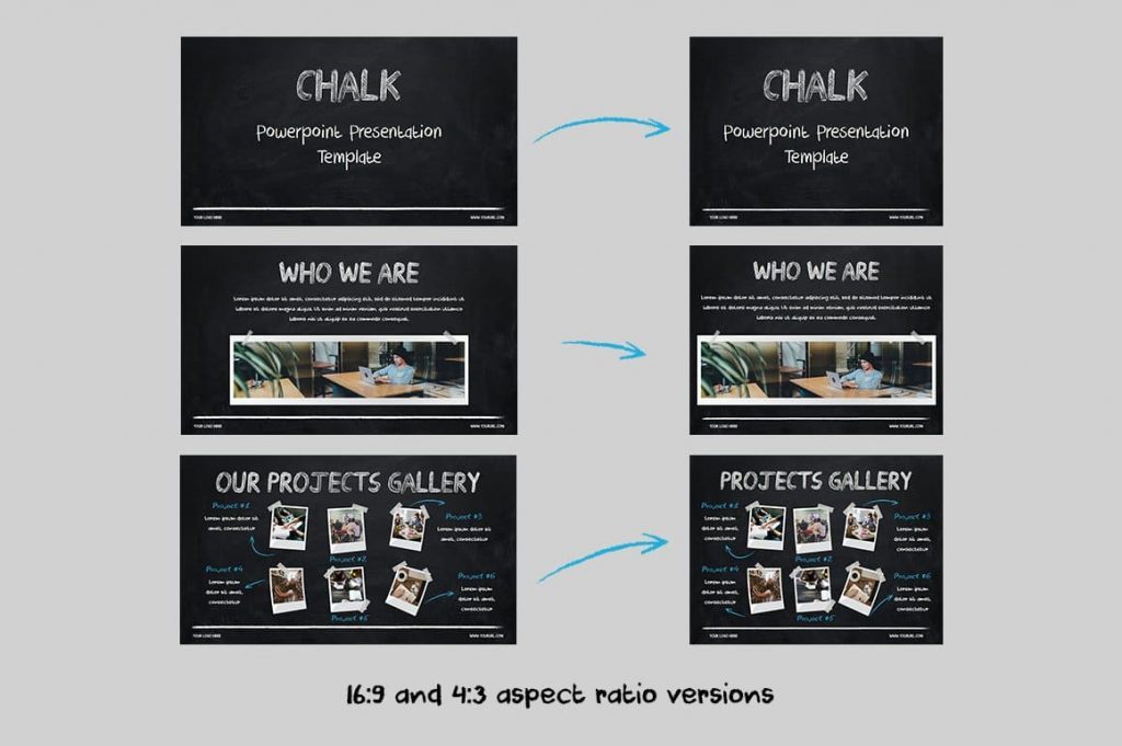 16: 9 and 4: 3 Slide Aspect Ratio Chalk - Powerpoint Template.