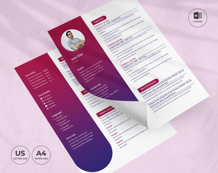 Advertising Agency CV Resume Template Clean, modern, and professional resume design template.
