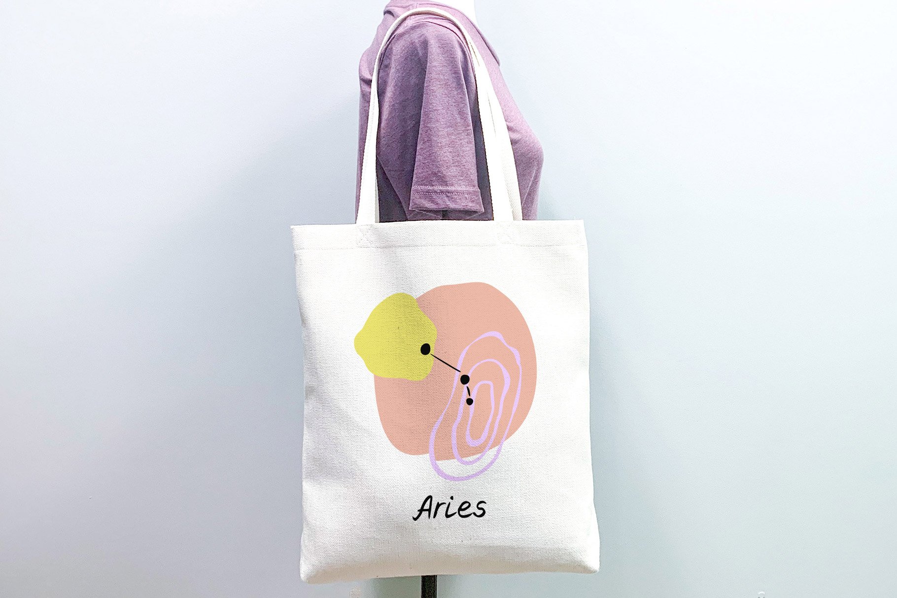 Bag for Shop Made On The Abstrac Zodiac Signs Vector Illustration.