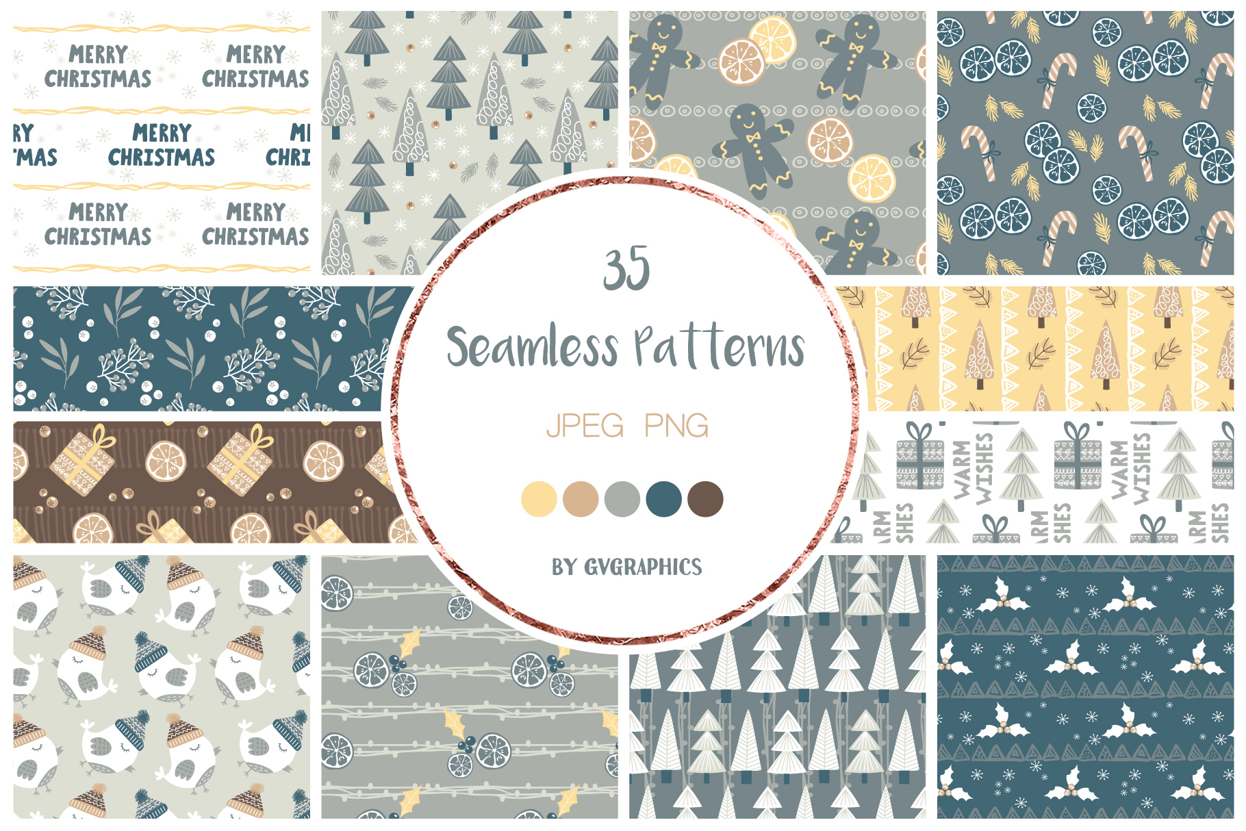 Examples Christmas Seamless Patterns.