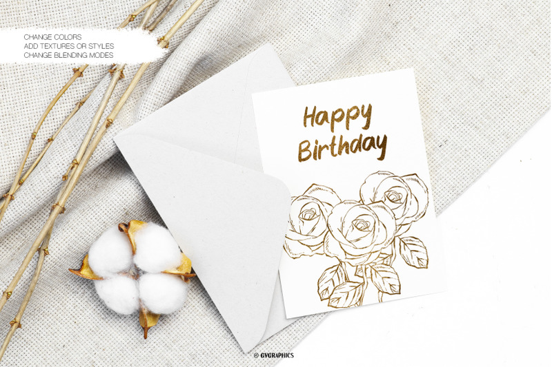 Greeting Card Made On The Hand Drawn Vector Flowers Greeting Card Made On The Hand Drawn Vector Flowers.