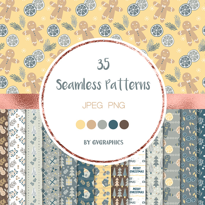 Merry Christmas Seamless Patterns Preview.
