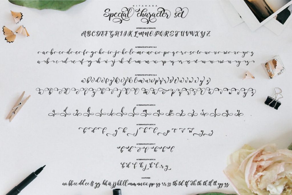 Modern Script Font Alphabet Collage Image.