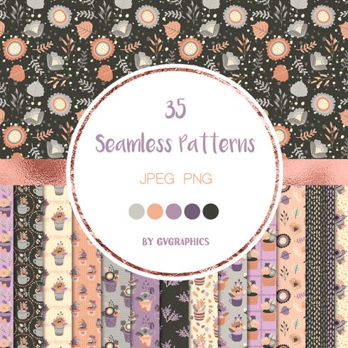 Preview Elegant Flowers Seamless Patterns
