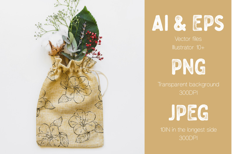 Rag Bag Made On The Hand Drawn Vector Flowers Rag Bag Made On The Hand Drawn Vector Flowers.