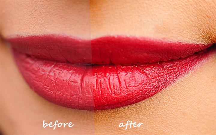 Skin Retouching Photoshop Before After Effect On Lips