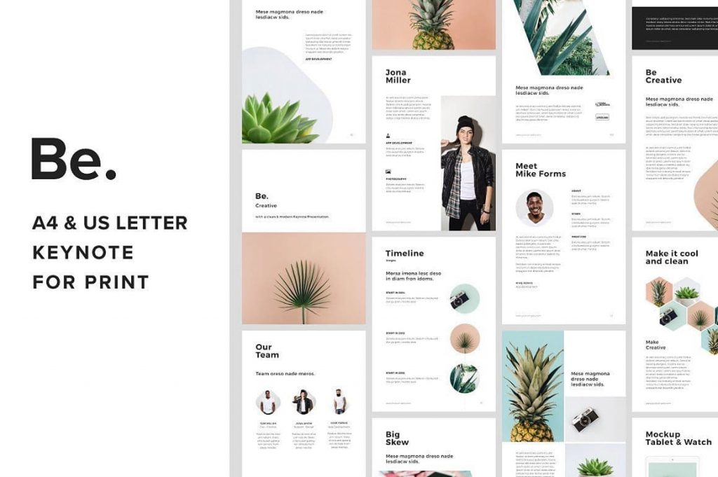 BE - A4 + Us Letter Vertical Keynote Template.