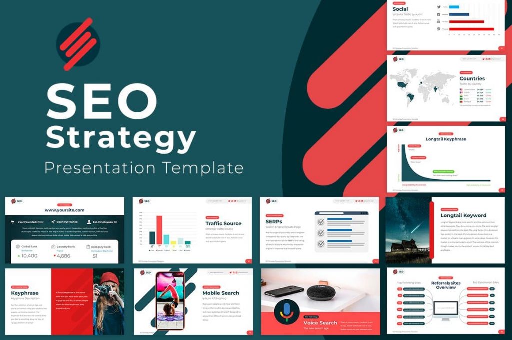 Cover SEO Strategy Google Slides Template.
