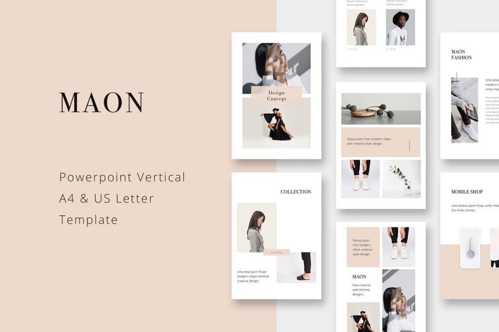 MAON - Vertical A4 + US Letter Powerpoint Template.