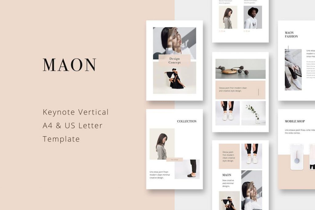MAON - Vertical A4 + US Letter Keynote Template.