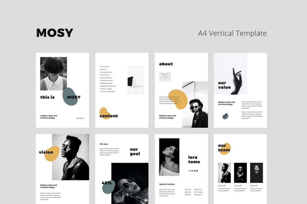 MOSY - A4 Vertical Powerpoint Template.