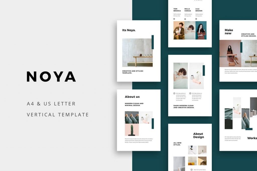 NOYA - Vertical A4 + US Letter Keynote Template.