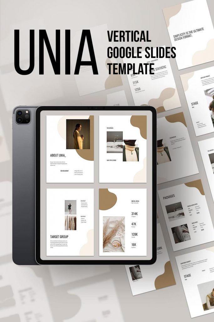 UNIA Vertical Google Slides Template by MasterBundles Pinterest Collage Image.