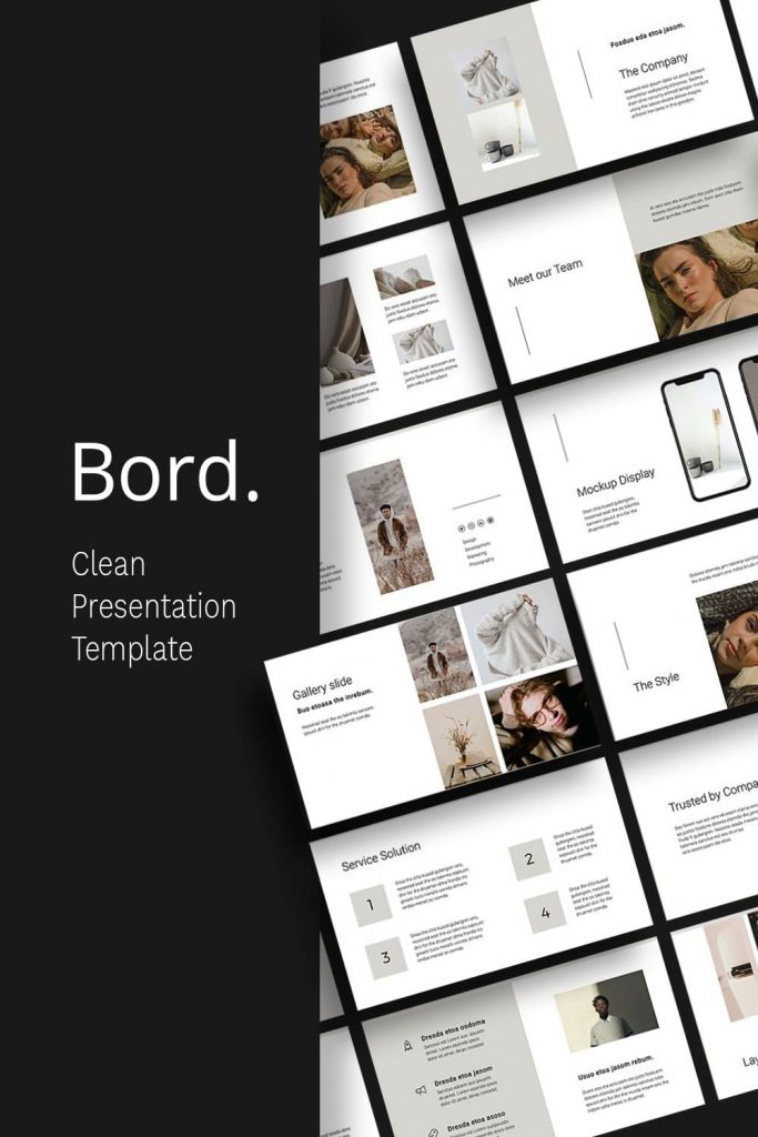 BORD - Neutral Powerpoint Template by MasterBundles Pinterest Collage Image.