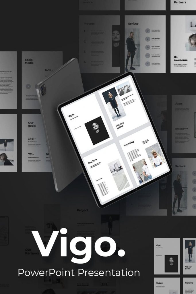 VIGO - Vertical Powerpoint Template by MasterBundles Pinterest Collage Image.