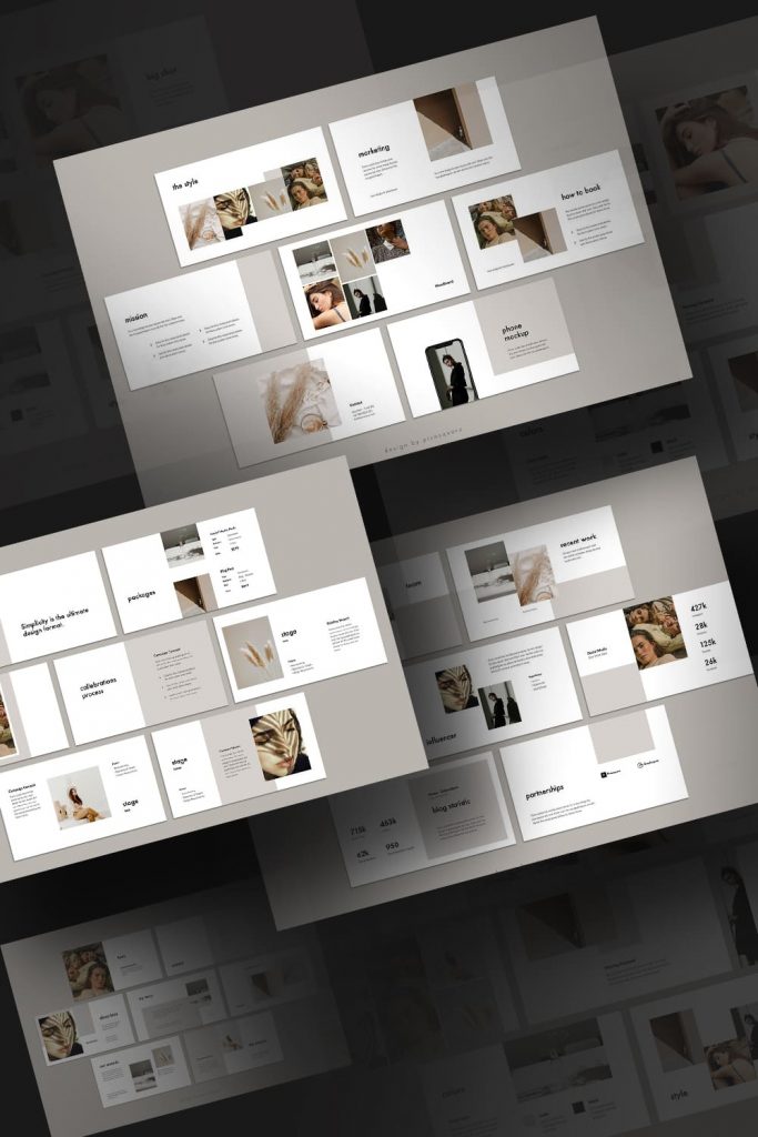KARA - Media Kit Powerpoint Template by MasterBundles Pinterest Collage Image.