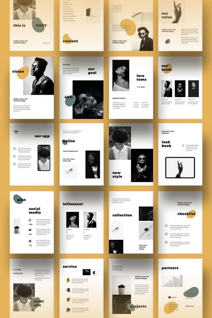 MOSY - Google Slides A4 Template by MasterBundles Pinterest Collage Image.