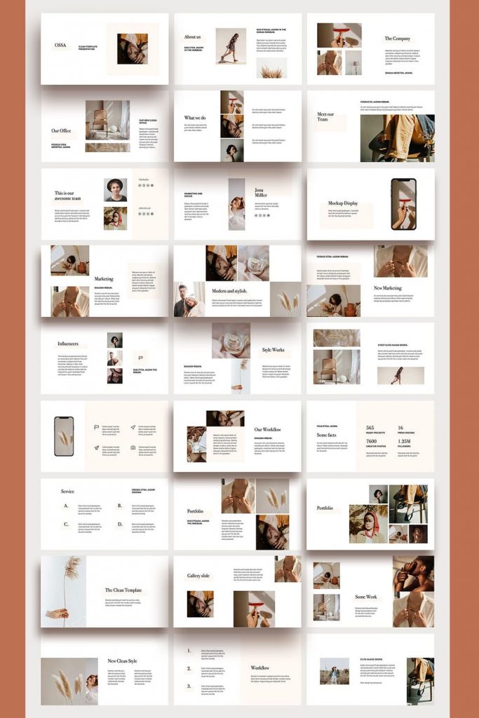 OSSA - Clean Powerpoint Template by MasterBundles Pinterest Collage Image.