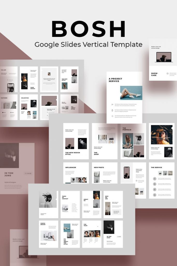 BOSH Google Slides Vertical Template by MasterBundles Pinterest Collage Image.