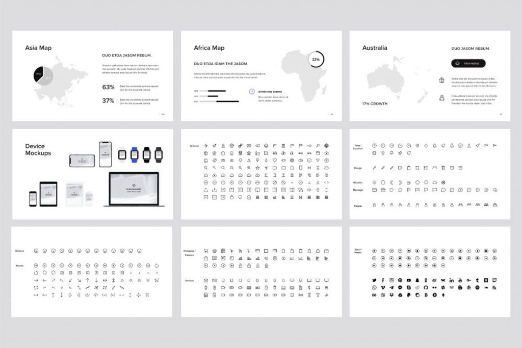 Maps and Icons for MURO - Powerpoint Template.