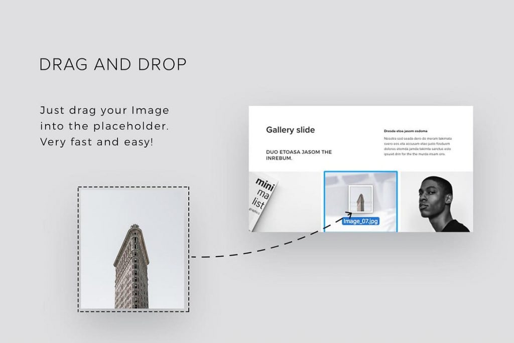 Easy drag and drop placeholders to reshape MURO images - Powerpoint Template.