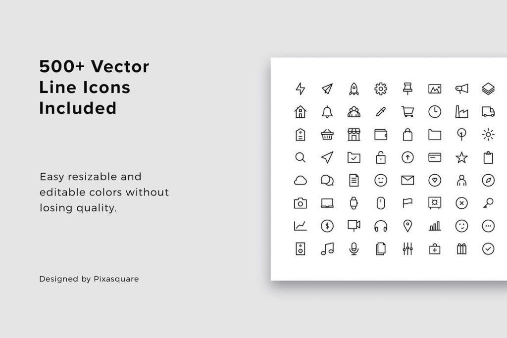 Presentations include 500+ vector line icons. Presentations include 500+ vector line icons.