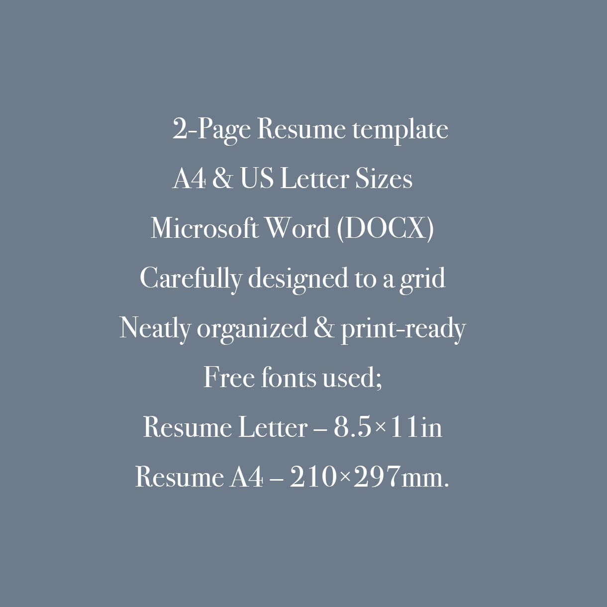 Resume template with a blue background.