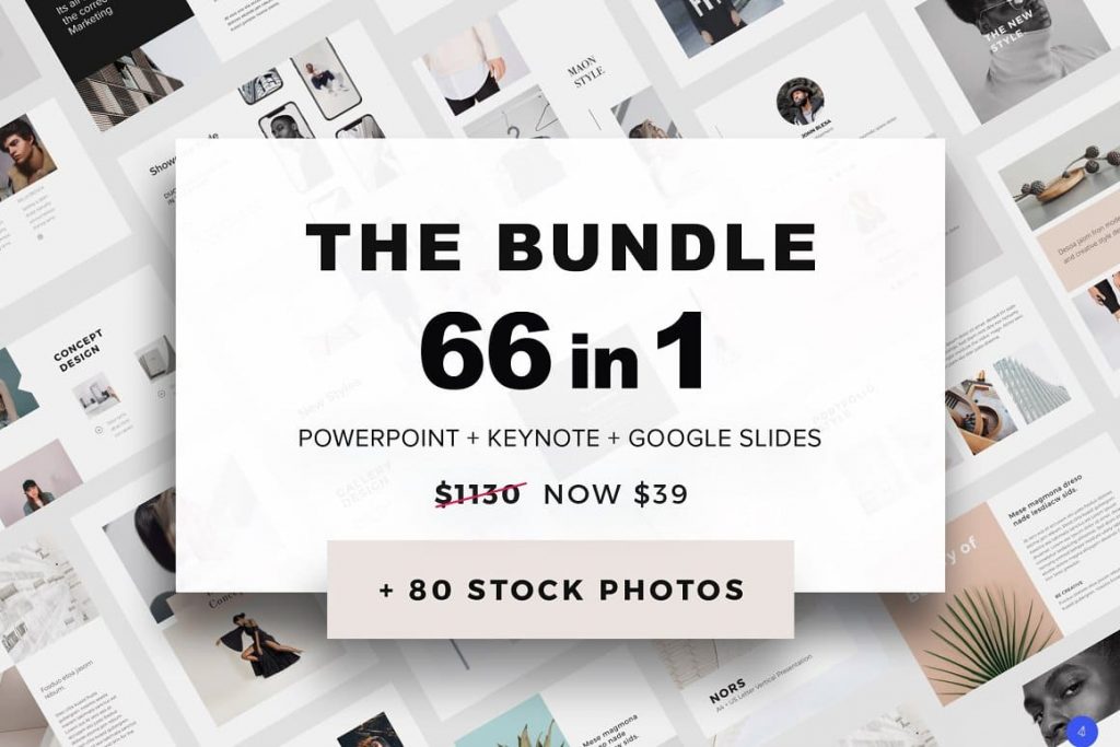 66 presentation templates + 80 stock photos.