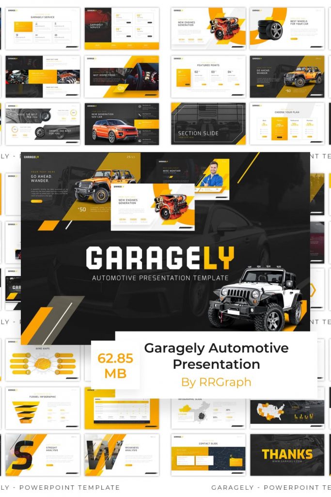Garagely Automotive Presentation by MasterBundles Pinterest Collage Image.