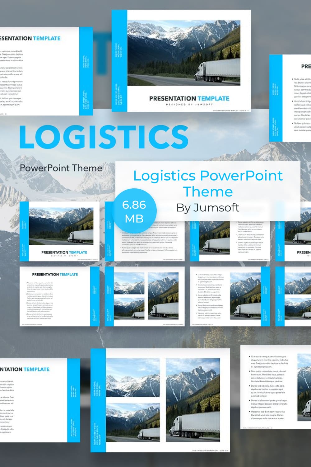 Logistics PowerPoint Theme by MasterBundles Pinterest Collage Image.