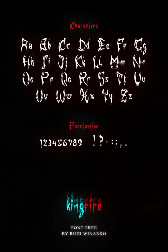 Pinterest Preview for Fire Font Free Alphabet by MasterBundles.