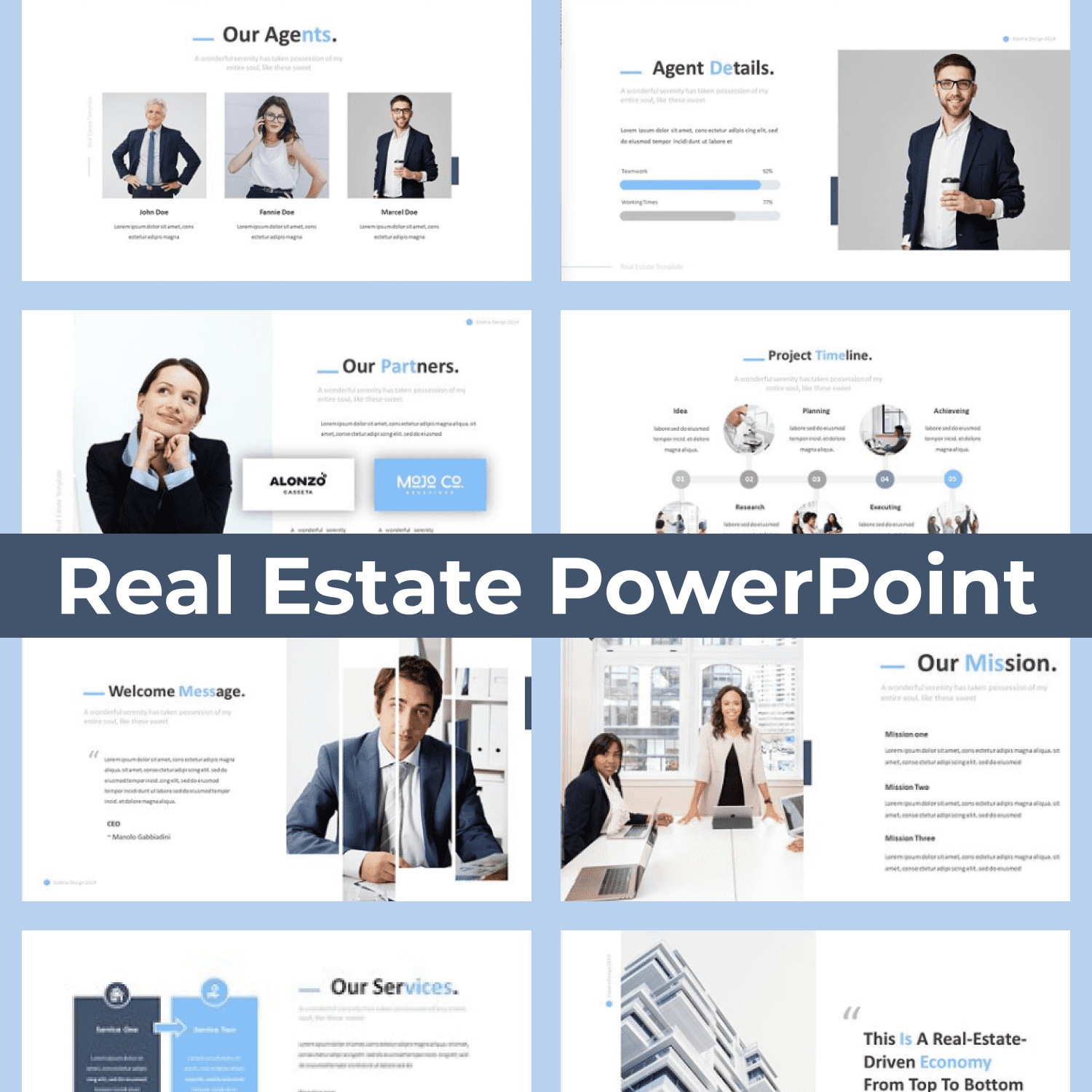 Real Estate Powerpoint Template by MasterBundles Collage Image.