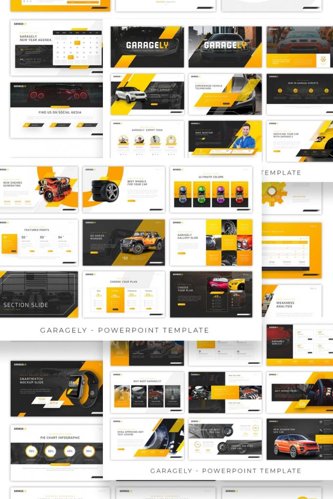 Garagely Automotive Presentation by MasterBundles Pinterest Collage Image.