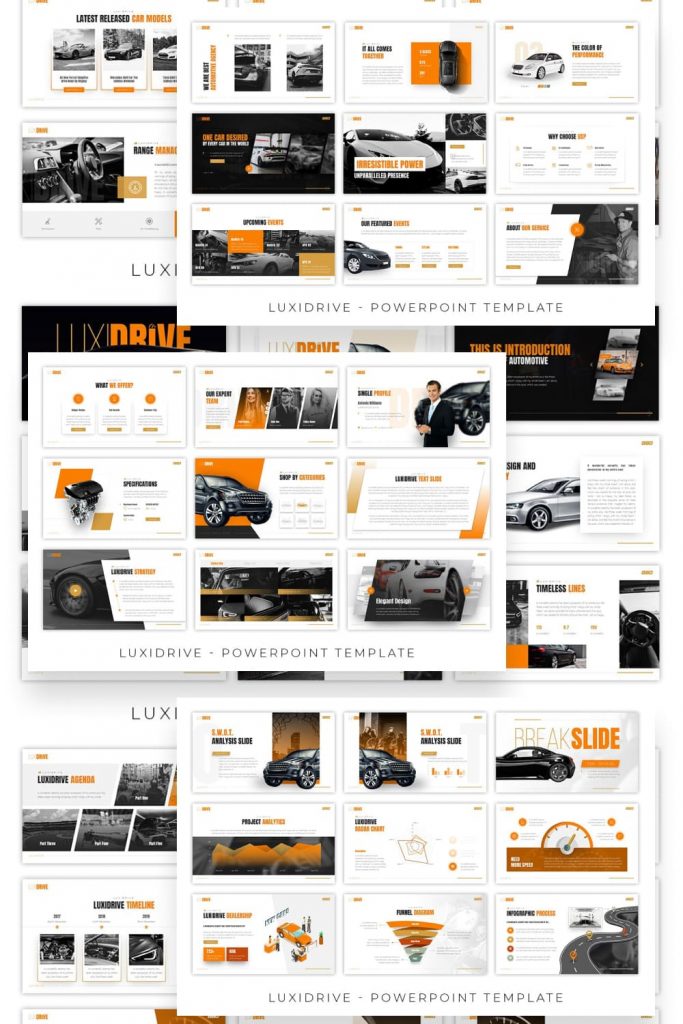 Luxidrive Automotive Presentation by MasterBundles Pinterest Collage Image.