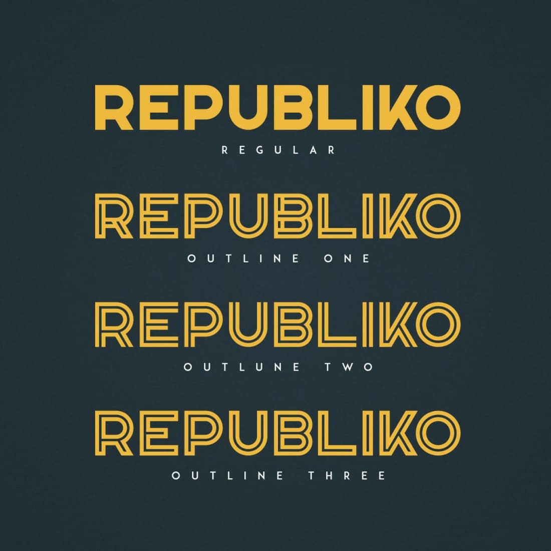 Republiko – Display Typeface preview images.